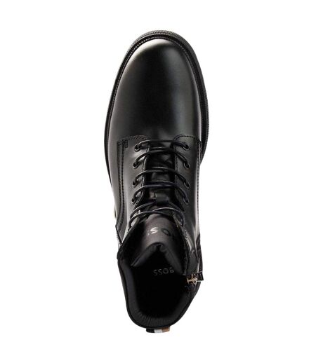 Mens Jacob Leather Ankle Boots Black Boss