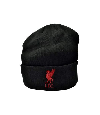Liverpool FC Unisex Adult Bronx Liver Bird Knitted Turned Up Cuff Beanie (Black/Red)