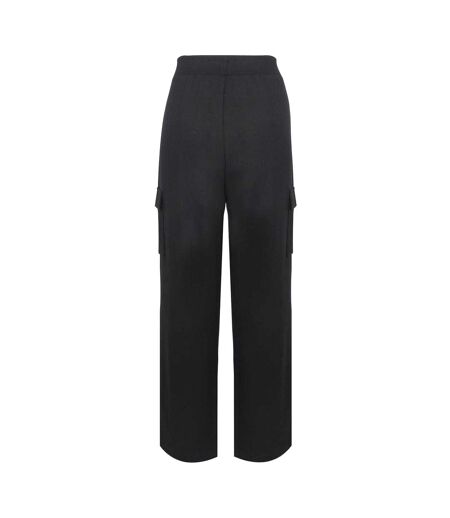 Womens/ladies Open Hem Wide Leg Joggers Black Biba