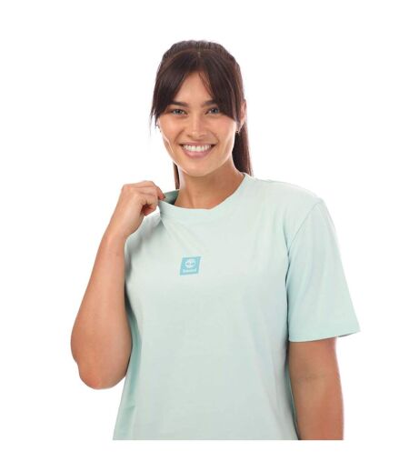 Womens/ladies stack logo t-shirt light blue Timberland