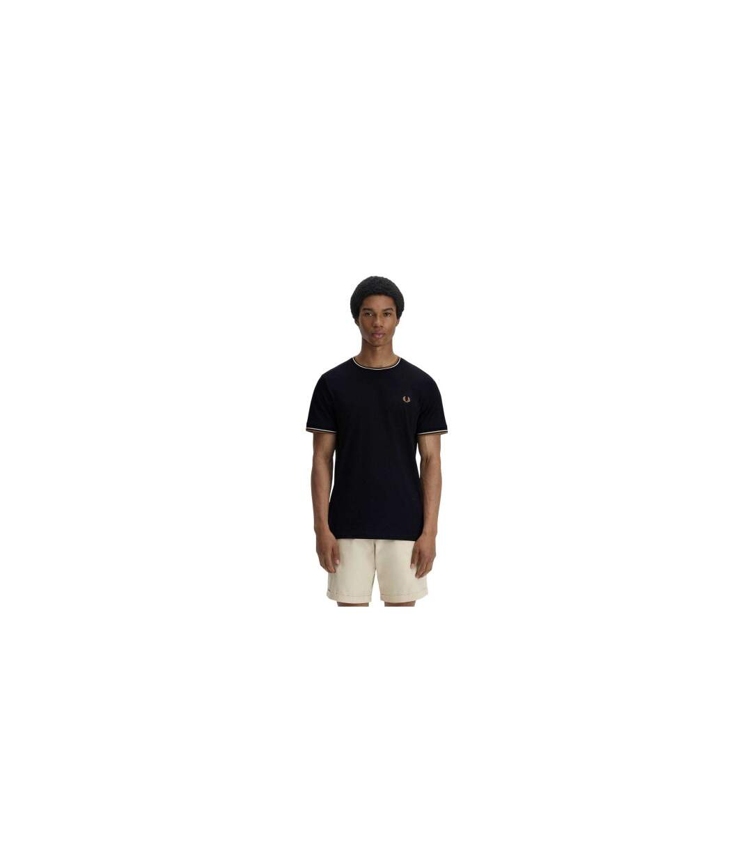 T-shirt Motif/style Rayure Contrastée Sur Bord Homme Noir Fred Perry-1