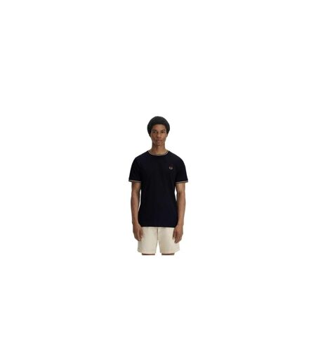 T-shirt Motif/style Rayure Contrastée Sur Bord Homme Noir Fred Perry
