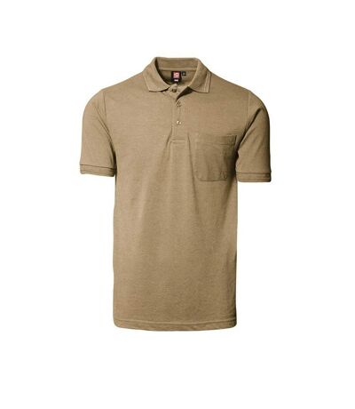 ID Mens Classic Short Sleeve Pique Regular Fitting Polo Shirt With Pocket (Sand) - UTID182