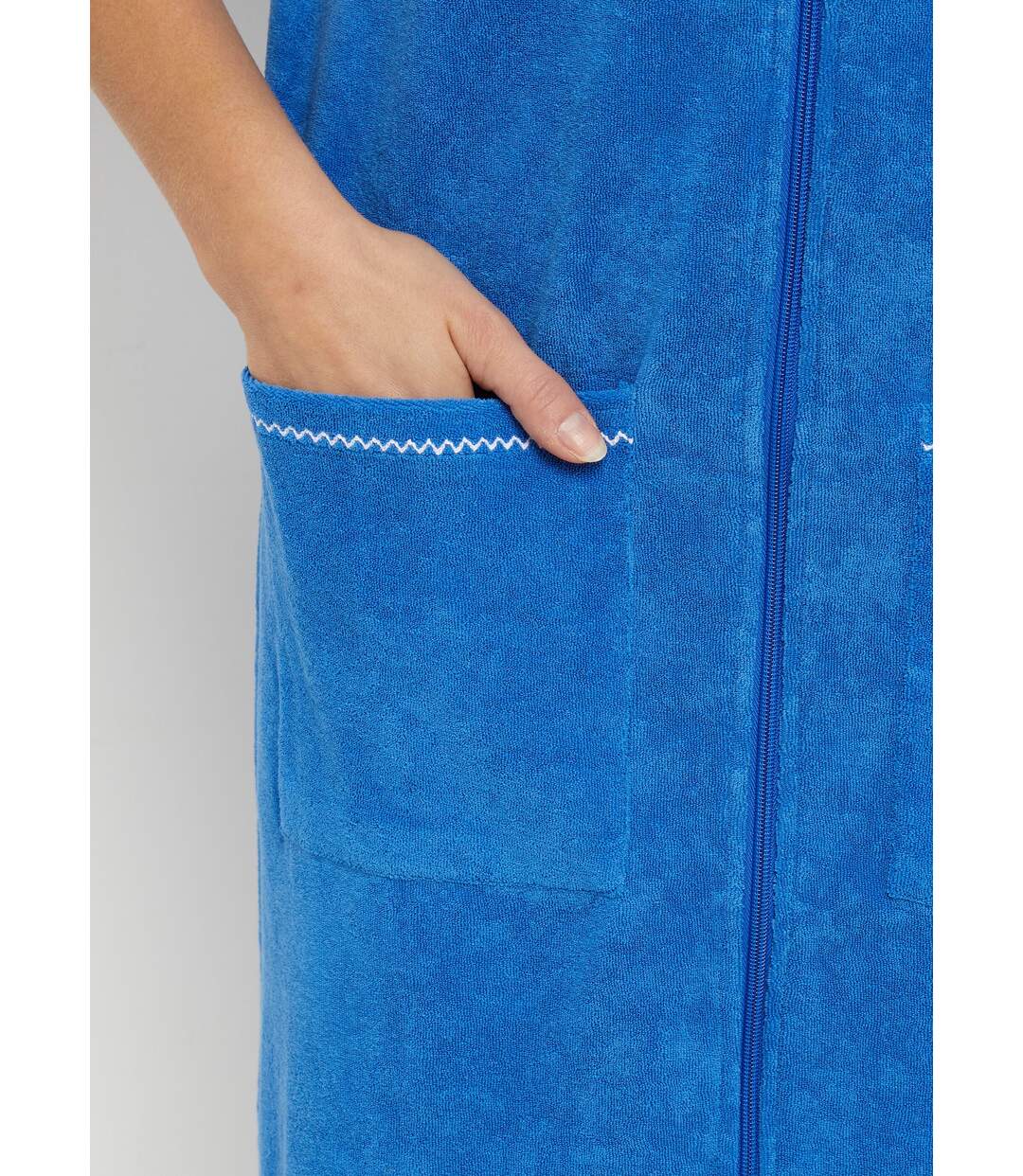 Peignoir de bain éponge coton uni zippé-3