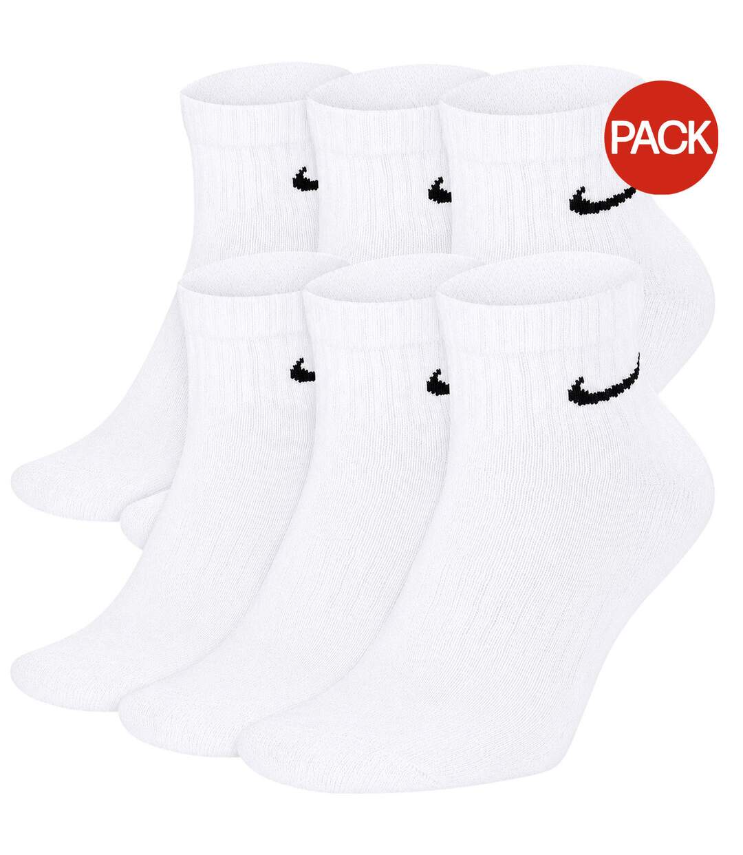 Lot De 6  Socquettes Motif/style Swoosh Homme Blanc Noir Nike-1