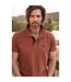 Mens Miles Pique Organic Polo Shirt Baked Clay Weird Fish-4