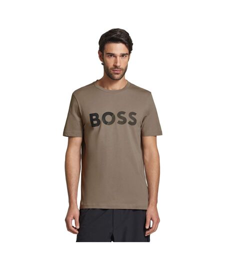 T-shirt Motif/style Grand Logo Homme Beige Boss