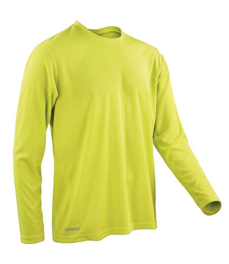 Spiro Mens Sports Quick-Dry Long Sleeve Performance T-Shirt (Lime Green) - UTRW1493