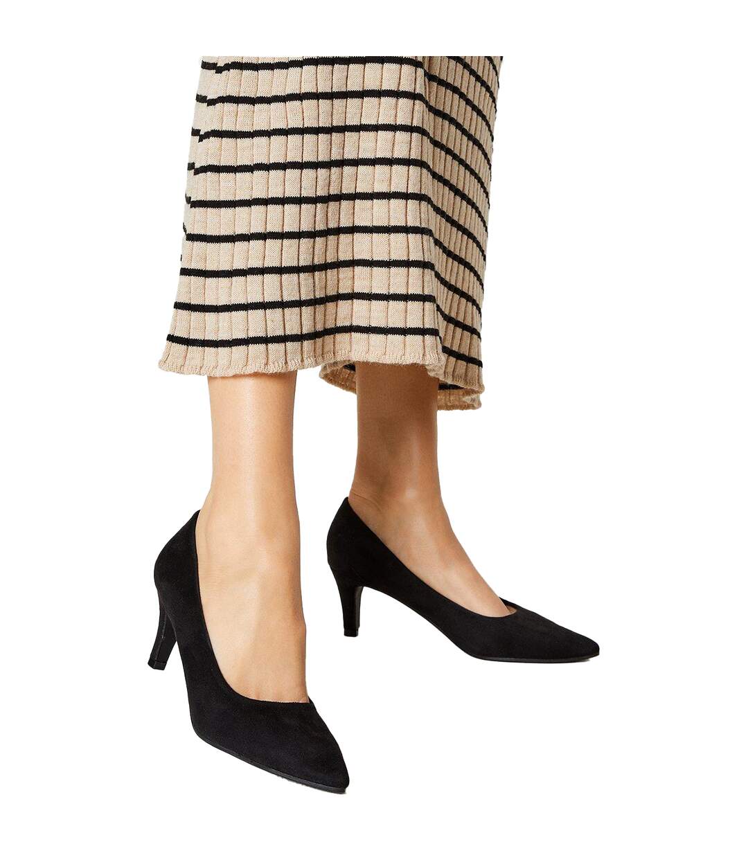 Womens/ladies Dora Kitten Heel Court Shoes Natural Black Dorothy Perkins-3