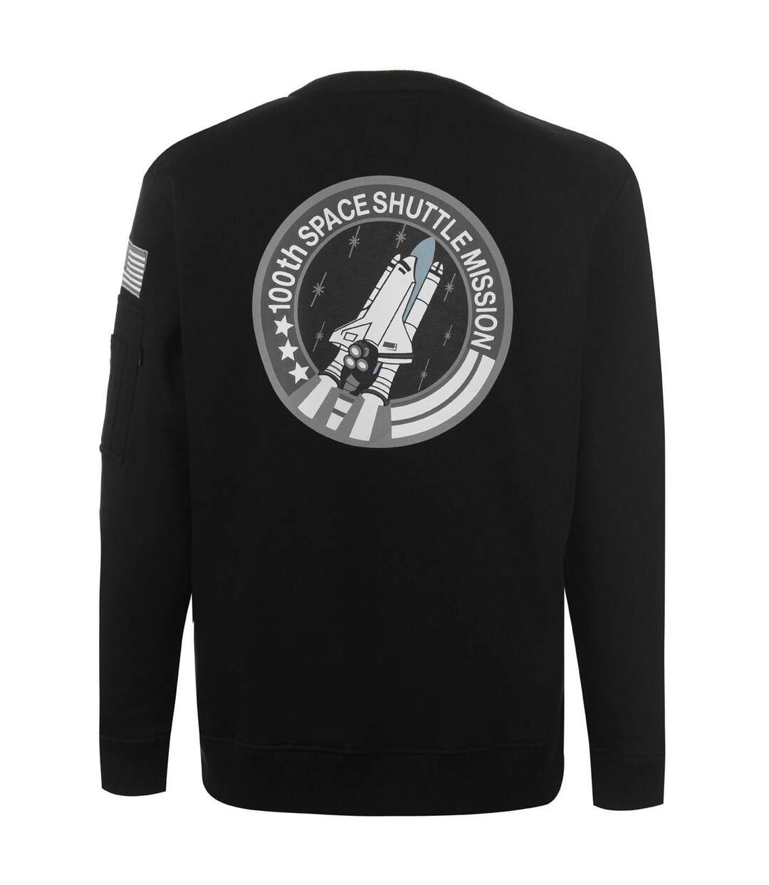 Unisex Adult Nasa Cotton Blend Sweatshirt Black Alpha-2