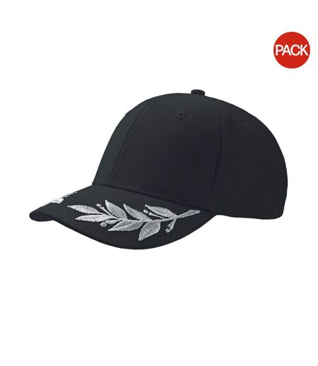 Atlantis Winner Laurel Embroidered Cap (Pack of 2) (Black) - UTAB434