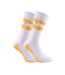 Farah - 2 Pairs Mens Cotton Ribbed White Sports Socks with Red Blue Yellow Stripes-1