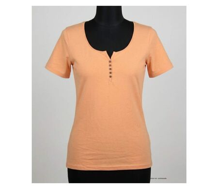 Tee-shirt MAYFLOWER DETROIT1 en coton bio : douceur et style col boutonné orange