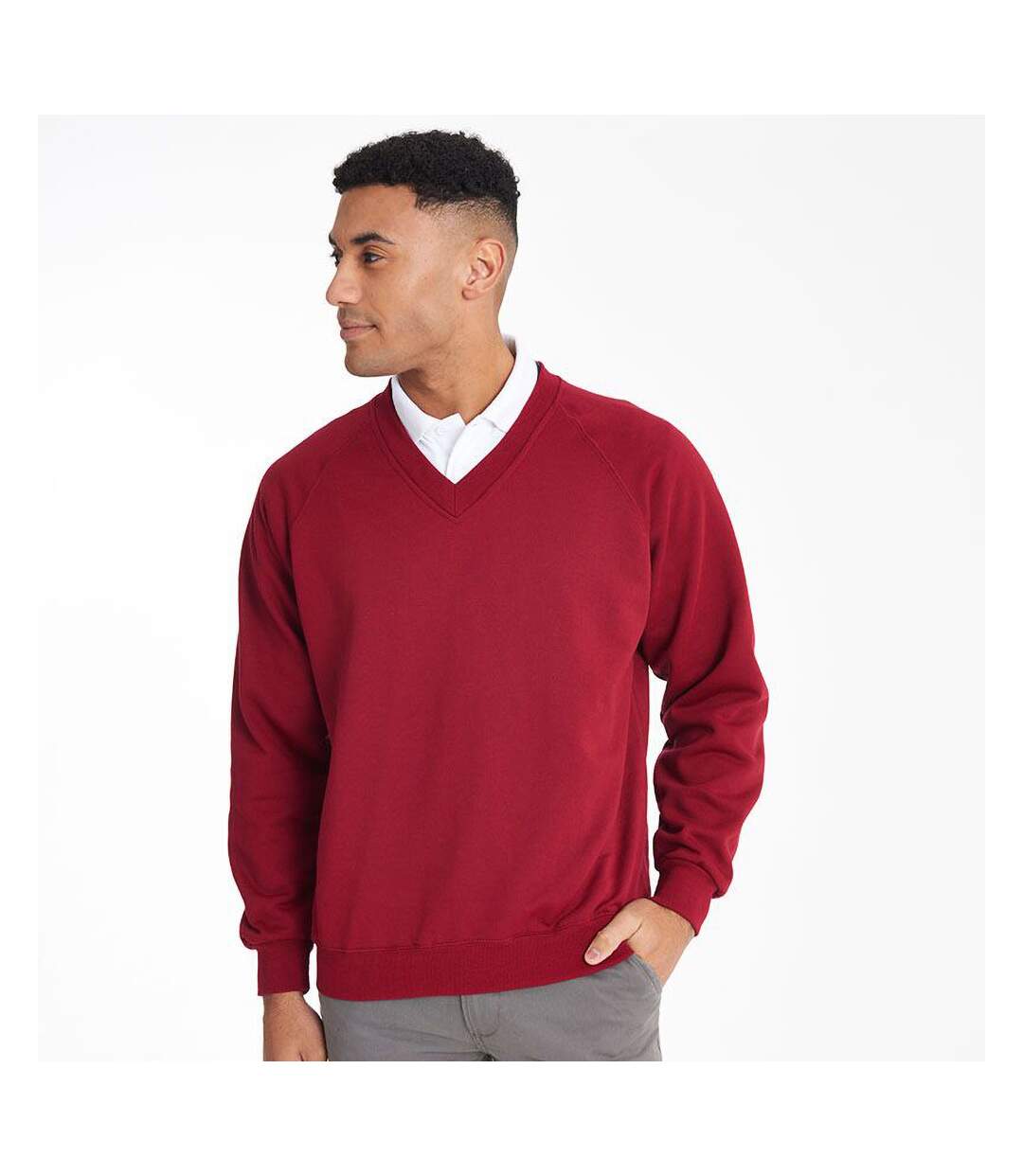 Sweatshirt avec col en v homme rouge Maddins