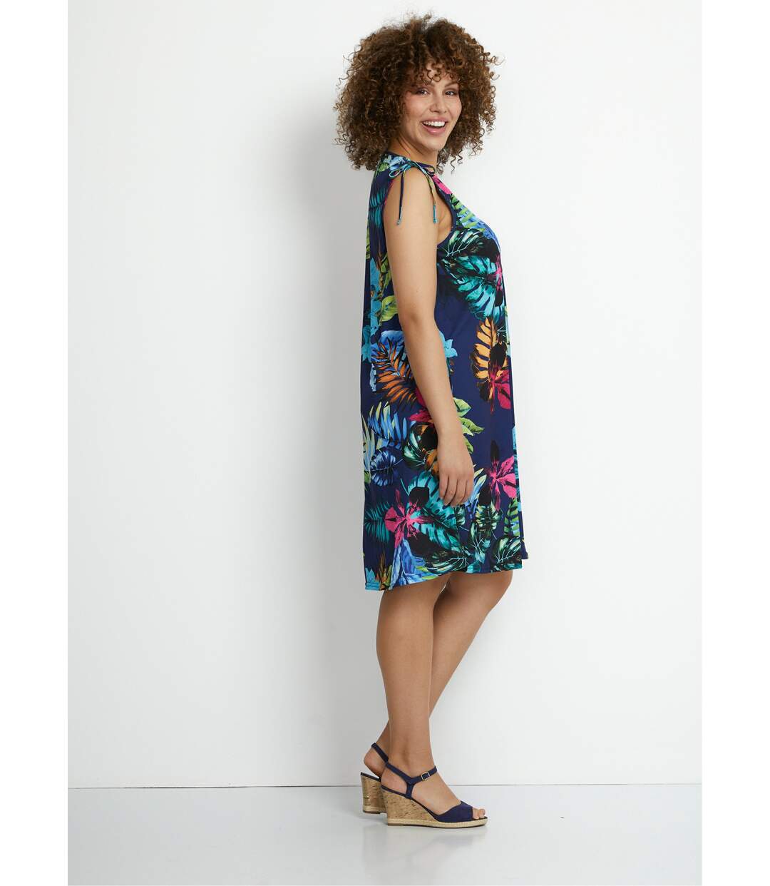 Robe débardeur courte imprimé tropical-3
