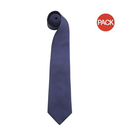 Pack of 2  Mens “colors plain fashion / business tie  one size navy Premier