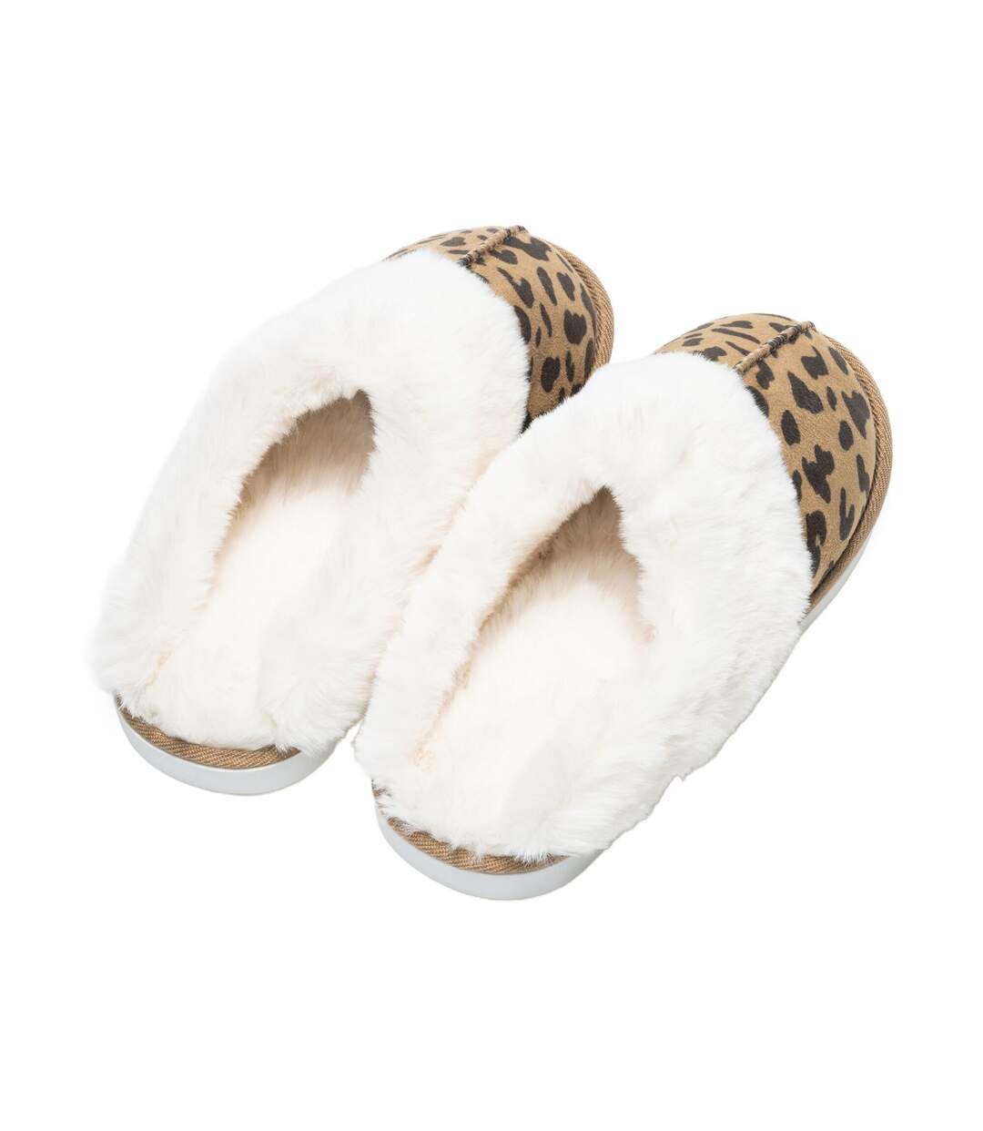 Chaussons Duveteux Style Mules Motif Imprimé Léopard Tulsy Femme Beige Foncé Marron Sombre Léopard Regatta-2