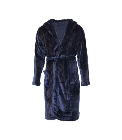 Pierre Roche Mens Soft Touch Hooded Dressing Gown (Navy) - UTUT932