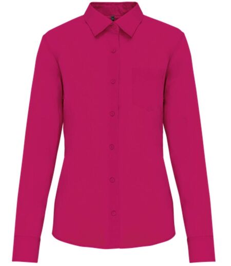 Chemise popeline manches longues - Femme - K549 - rose fuchsia