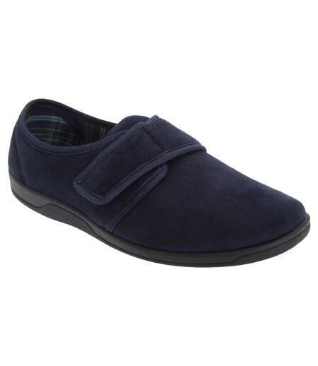 Sleepers Mens Tom Imitation Suede Touch Fastening Slippers (Navy Blue) - UTDF845
