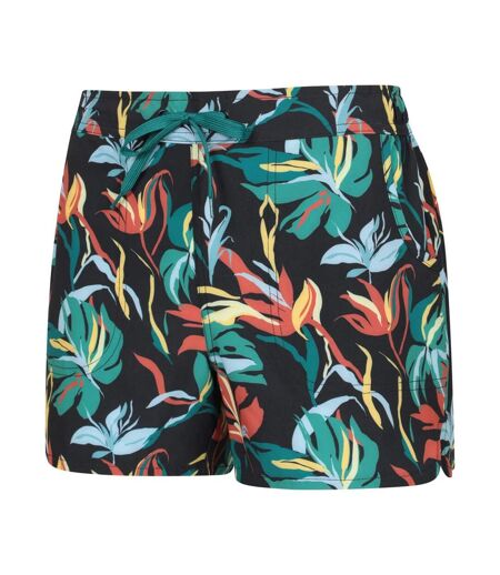 Womens/ladies Patterned Stretch Flowers Boardshorts Black Mountain Warehouse