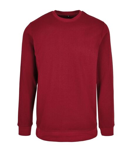 Mens basic crew neck sweatshirt burgundy Build Your Brand
