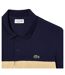 Mens Colour Block Pique Stretch Polo Shirt Navy Beige Lacoste-2