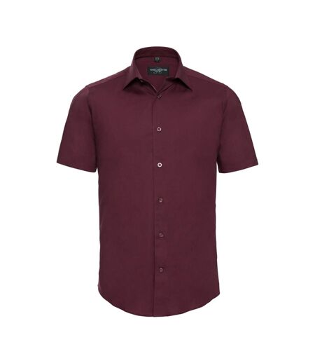 Chemise Manches Courtes Homme Bordeaux Sombre Russell Collection
