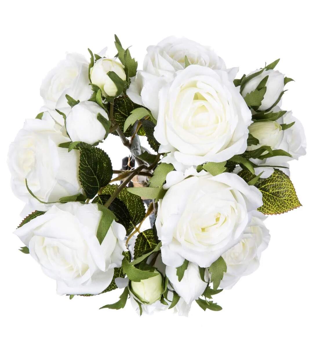 Bouquet de Fleurs 14 Roses 40cm Blanc-2
