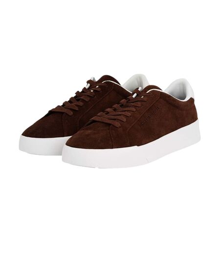 Mens Pebble Grain Court Leather Trainers Brown Tommy Hilfiger