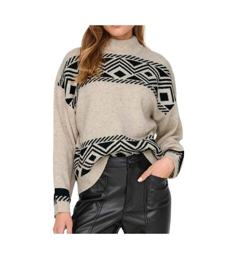 Pull beige/noir femme only victoria