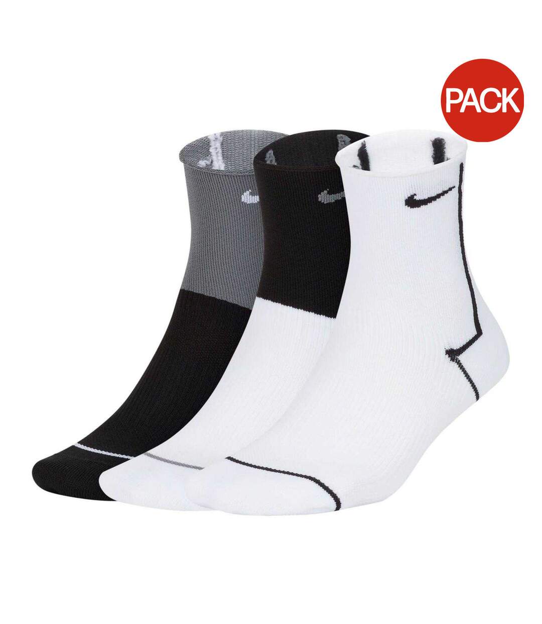 Pack Of 3  Unisex Adult Plus Trainer Socks  Grey Black White Nike-1