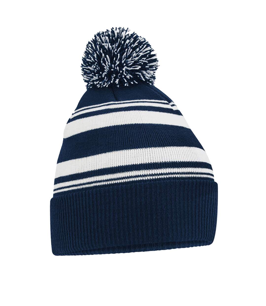 Bonnet Motif/style Rayé Fan Bleu Marine Français Blanc Beechfield-1