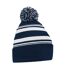 Bonnet Motif/style Rayé Fan Bleu Marine Français Blanc Beechfield-1