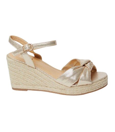 Womens/ladies romi knotted wedges gold Dorothy Perkins