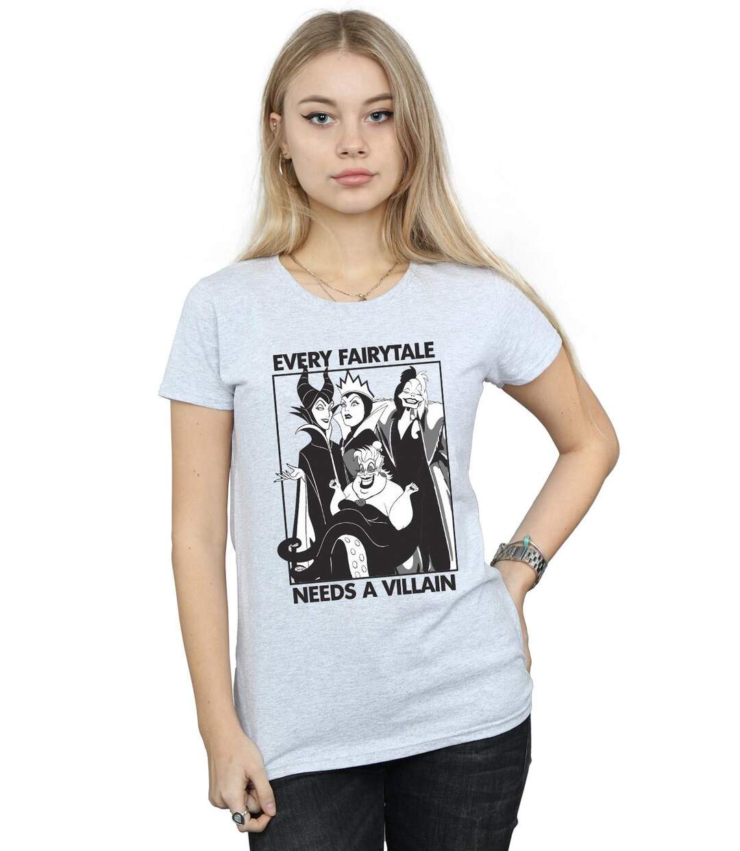 Disney - T-shirt EVERY FAIRY TALE NEEDS A VILLAIN - Femme (Gris chiné) - UTBI1571-4