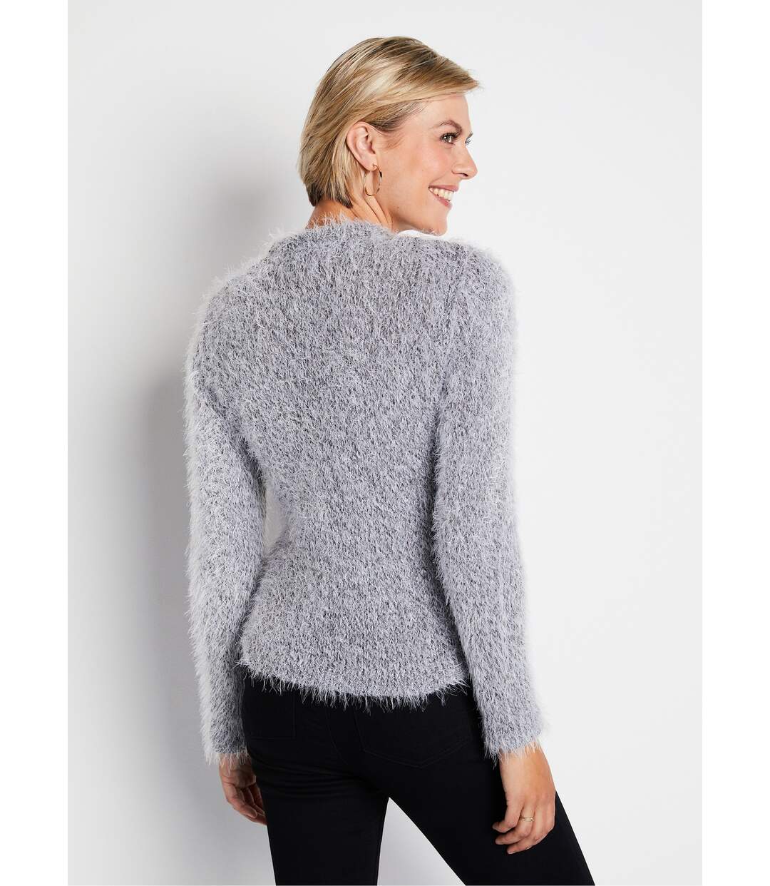 Gilet boléro court maille effet poilu-2