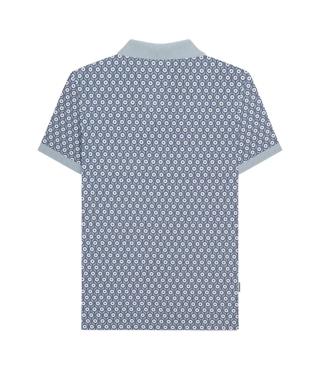 Mens Aw24 Geometric Polo Shirt Dusky Blue Lambretta-3