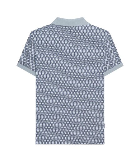 Mens Aw24 Geometric Polo Shirt Dusky Blue Lambretta