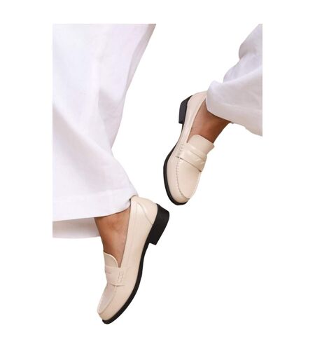 Womens/ladies houston slip-on loafers cream Where´s That From