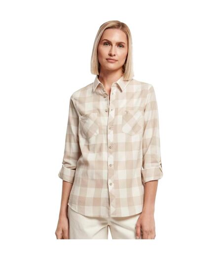 Chemisier Motif/style À Carreaux Femme Sable Blanc Taupe Clair Urban Classics