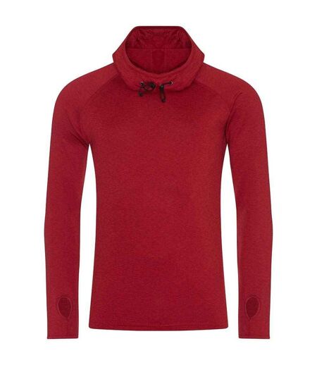 Mens just cool cowl neck top red melange Awdis