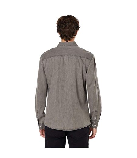 Mens denim long-sleeved shirt light grey Burton