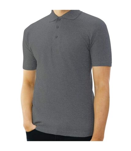 Polo manches courtes homme gris foncé chiné Casual