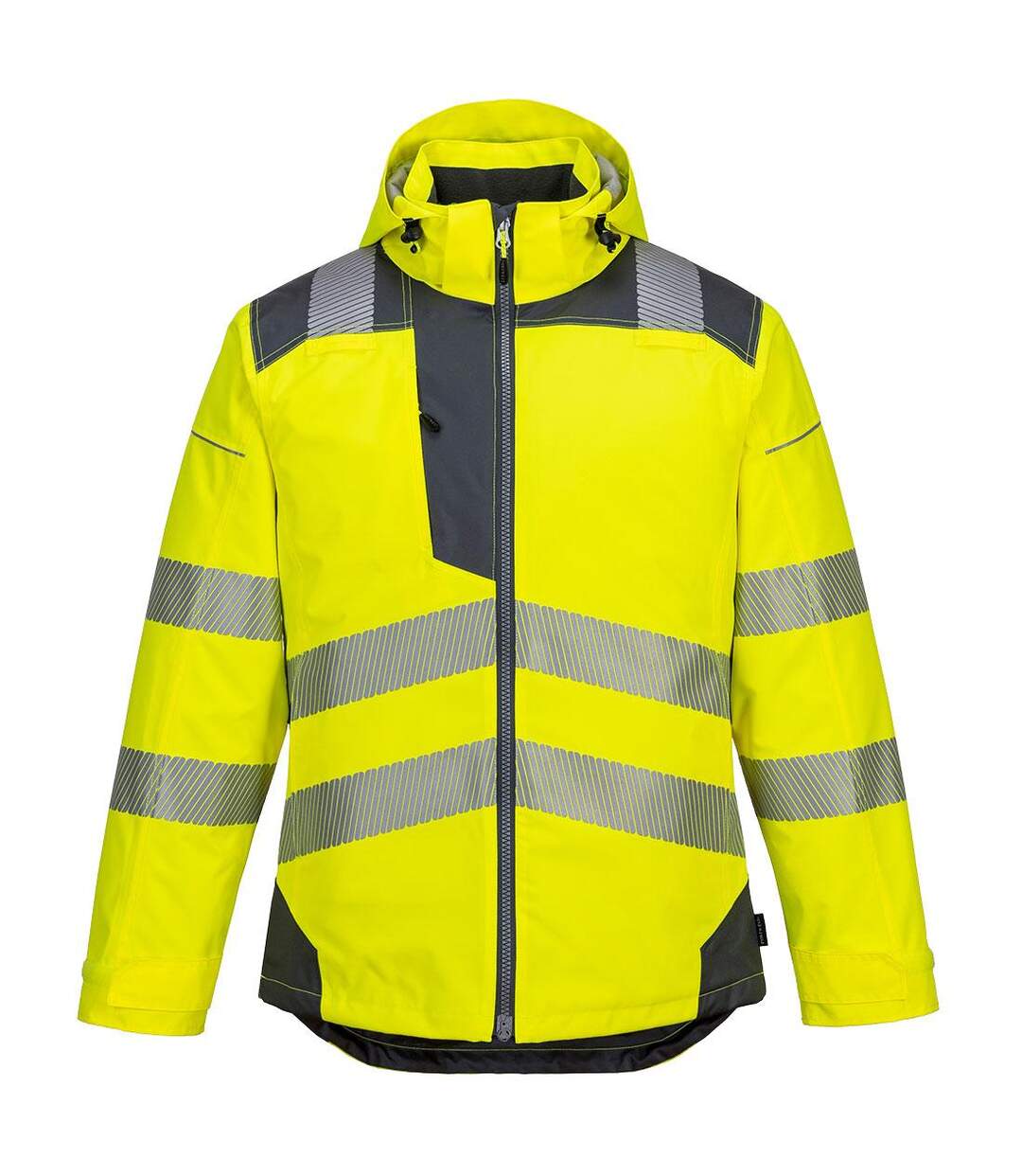 Mens pw3 hi-vis winter jacket yellow/grey Portwest-1