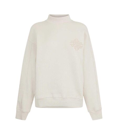 Womens/ladies Embroidered Mock Neck Sweatshirt Grey Couture