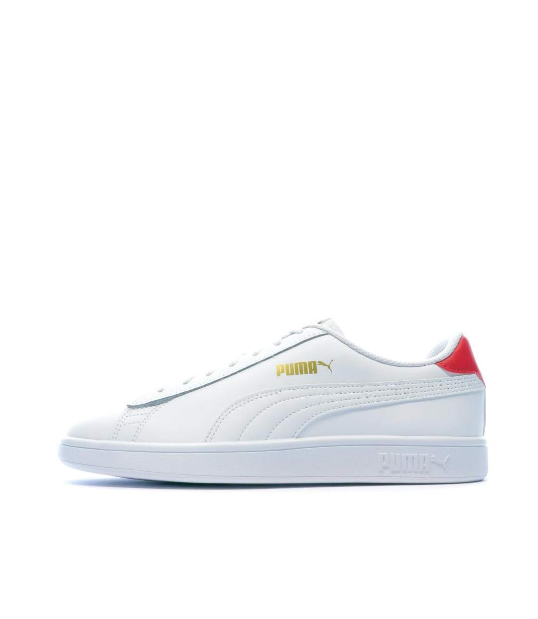 Baskets blanches/rouges adulte puma smash v2 l - 40-1