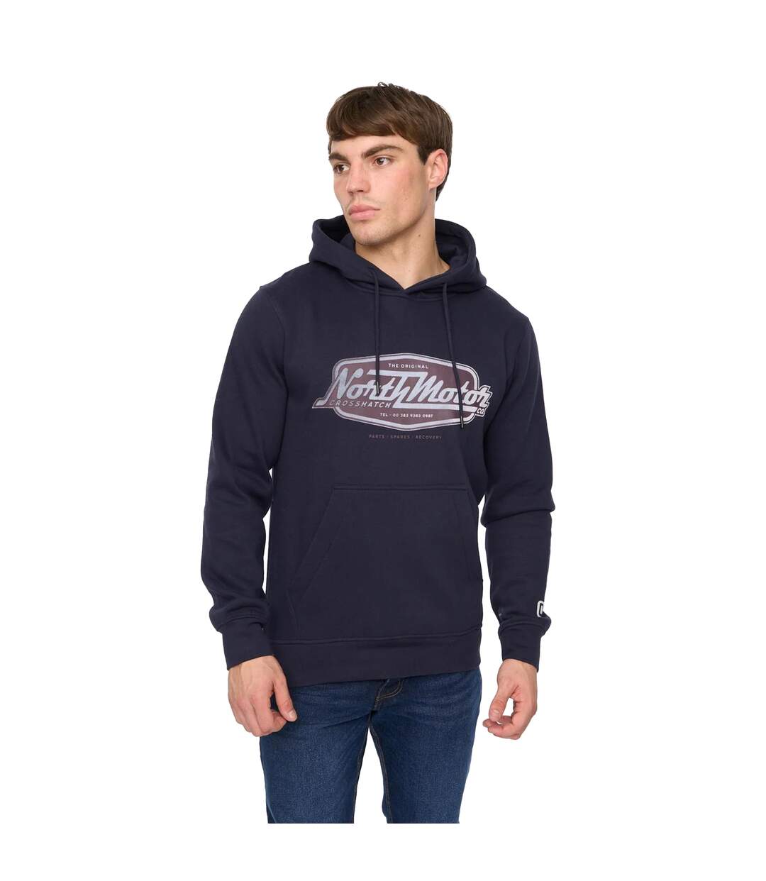 Mens Hellmere Hoodie Navy Crosshatch-2