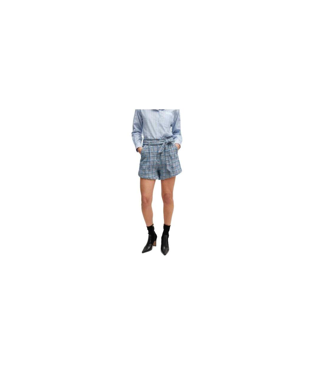 Short Motif/style Motif Écossais Teofila Femme Gris Bleu Boss-1