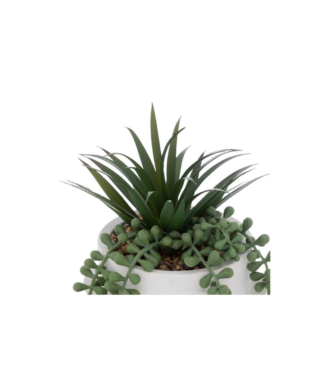 Plante Artificielle en Pot Visage 25cm Blanc-2